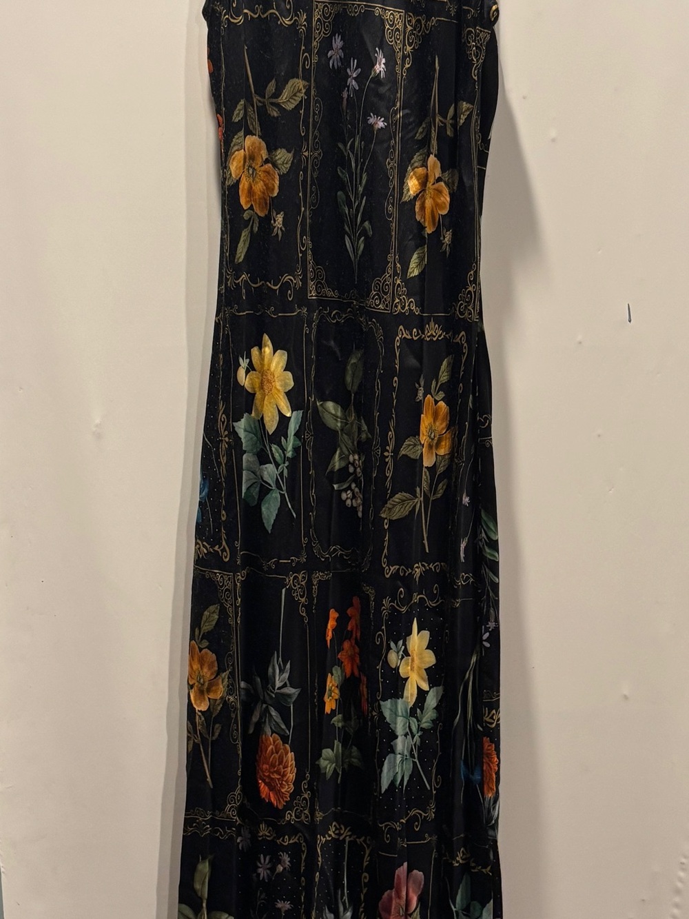 Anthropologie Tie-Neck Column Midi Dress Black Floral Size Medium NWOT - Picture 5 of 7